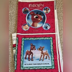 Rudolph red nose reindeer Fabric book panel.  New